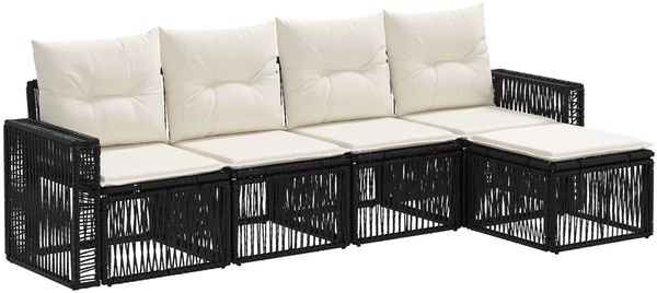 vidaXL Gartensofa-set 5 pcs Schwarz und Cremeweiß Poly-Rattan 3435109