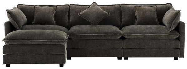 i@home Sofa Polstermöbel, L-förmiges Ecksofa, Polstersofa, 3 sitzer-Sofa, geeignet für Wohnzimmer, Schlafzimmer, Jeder Sitz kann ein Gewicht von 150 kg tragen,238x147x84 cm,Dunkelgrau