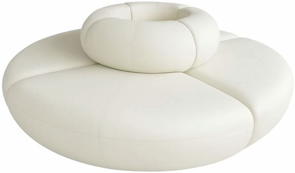 Casa Padrino Luxus Sofa Creme Ø 340 x H. 72 cm - Rundes Modulares Kunstleder Sofa