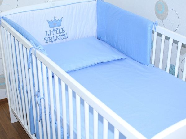 Primawela Babybettwäsche Baby Bettset -5-6 teiliges Set mit Chiffon Himmel Nestchen - Prince, 5 teilig