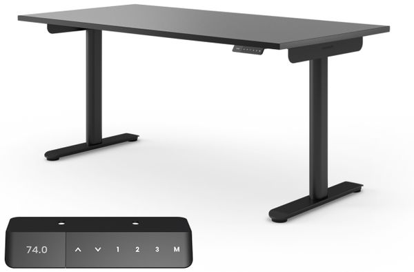 Ergotopia Desktopia One I Elektrisch höhenverstellbarer Schreibtisch I Tischplatte: 180x80cm, Schwarz Dekor I Gestell Schwarz I Top Preis-Leistung