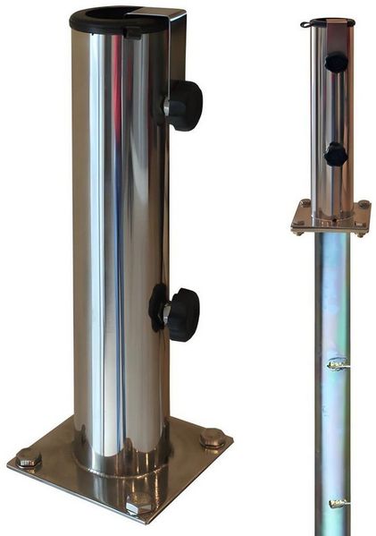 PROKIRA Schirmhalter inklusive Bodenhülse / für Schirmstöcke Ø 32-48 mm / Edelstahl