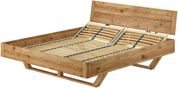 Ehebett Doppelbett schwebend 200x200 Eiche massiv geölt mit Zubehör V-60.89-20Federholzrahmen inkl.