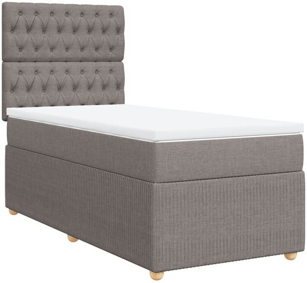 vidaXL Boxspringbett mit Matratze Taupe 100x200 cm Stoff 3294278 Bild 3