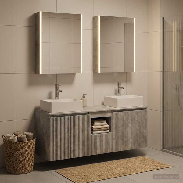 vidaXL Badezimmerschrank-Set 5 pcs Betongrau Holzwerkstoff 3406410