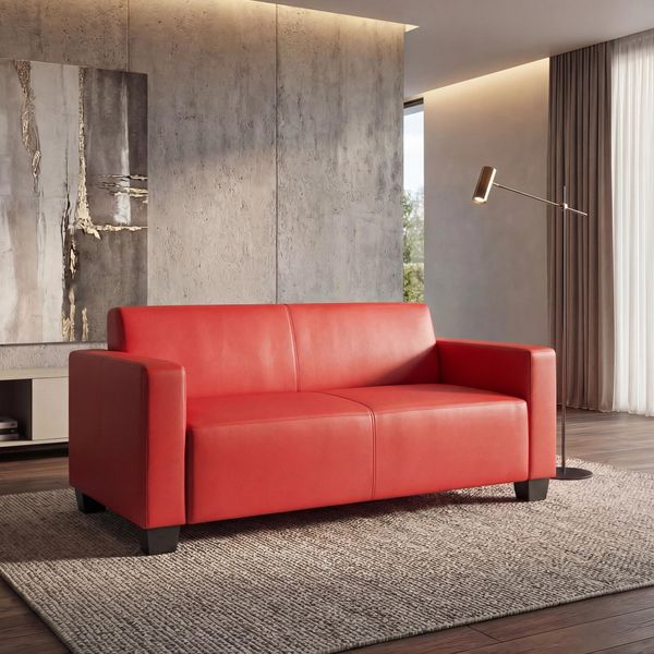 Modular 2-Sitzer Sofa Couch Lyon, Kunstleder ~ rot