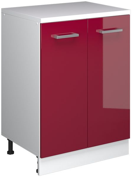 Küchenschrank für Dachschrägen R-Line Rot Hochglanz 60 cm ohne Schräge mit 2 Türen Vicco