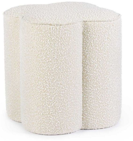 Pouf Cointa aus Boucle-Stoff, Natur, 40 x 40 x 45 cm