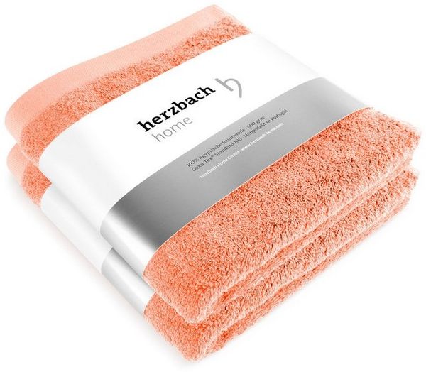 herzbach home Handtuch Set Pura 50x100 cm, (2-St), 550g/m², Premium-Qualität, 100% Baumwolle, einfarbig
