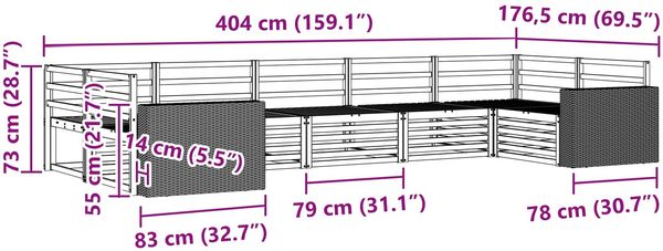 vidaXL Outdoor-Sofagarnitur 7 pcs Natur 3383812 Bild 6