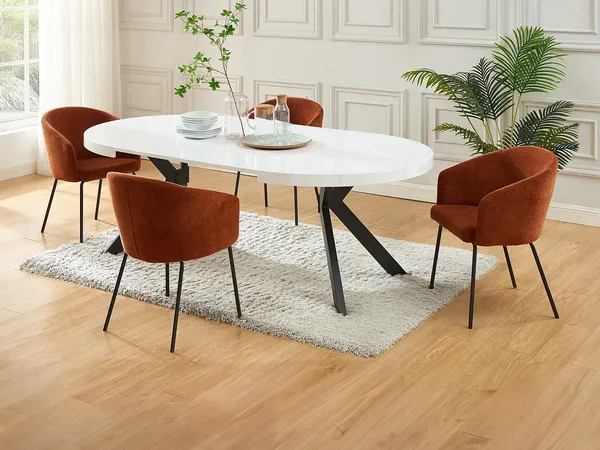 Vente-unique - KOMONI Essgruppe Holz, Platte SchwarzWeiß - B 120 cm x H 76 cm x L 220 cm120 cm