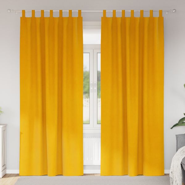 vidaXL Verdunkelungsvorhänge 2 pcs Senfgelb 140 x 225 cm Samt 4107280