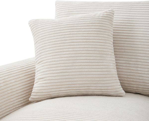 Ecksofa L‑Form Sitzfläche 229x149,5x83 cm, Cordstoff Beige, mit Mittelkonsole, Hocker und 2 Kissen Bild 8