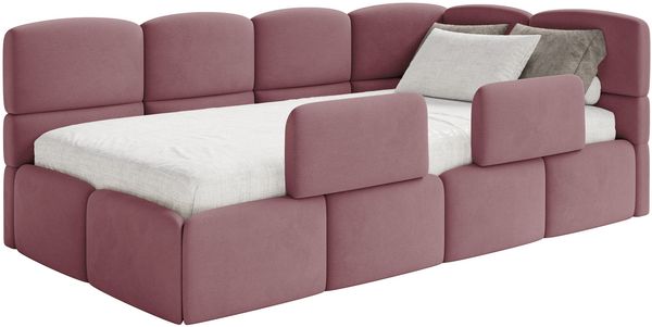 Selsey 'Cloudy' Kinderbett 120 cm, Bettkasten, 2x Rausfallschutz, Velours, rechts, Rosa