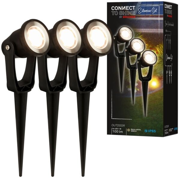 Briloner LED Wegeleuchte Lilis Connect to Shine 3er Erweiterungsset 3x1W warmweiß