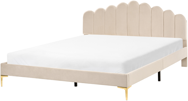 Bett mit Lattenrost Samtstoff SAUVIAN 180 x 200 cm Beige