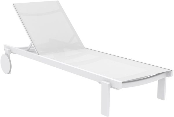 Sonnenliege RUNE mit Rollen klappbar - 74 x 190 x 31 cm, Metall, Weiß | Gartenliege Strandliege
