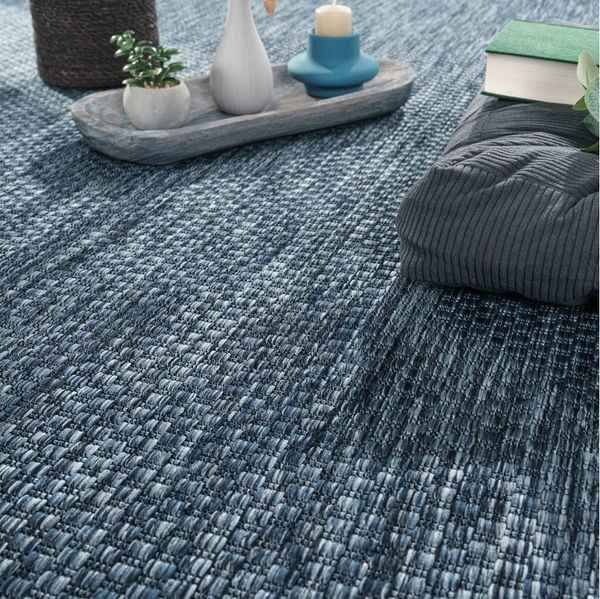 KADIMA DESIGN Teppich Unifarben Wohnzimmer schmutzabweisend Teppich Kurzflor, Rund, Höhe: 4 mm, 100% Polypropylen, Rücken aus Polypropylen, Rund, 80Dcm, Dunkelblau
