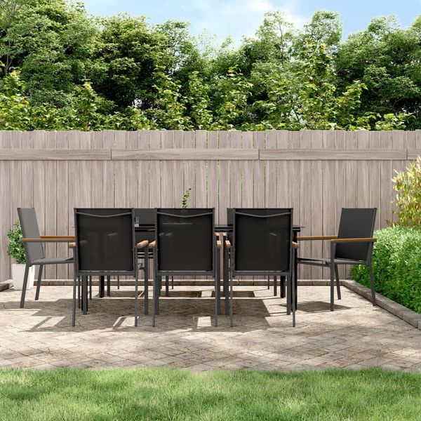 vidaXL 9-tlg. Garten-Essgruppe Schwarz Textilene und Stahl 3187048
