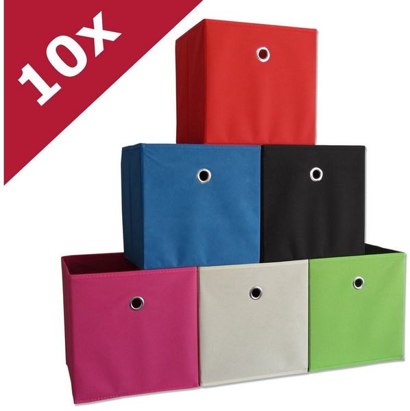 VCM 10er-Set 'Boxas' Faltbox, 28 x 27 x 27 cm, weiß/natur