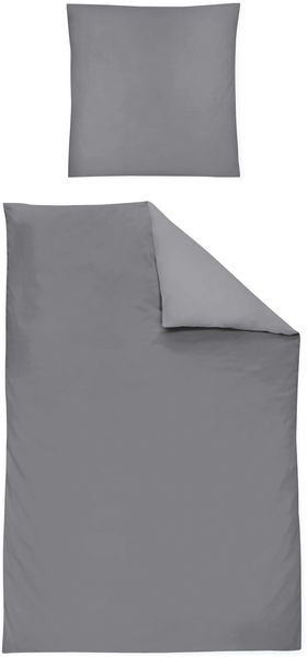 Irisette Mako-Satin uni Bettwäsche Set uni Paris 8000 grafit 240x220 cm + 2 x Kissenbezug 80x80 cm