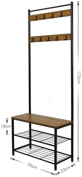 Mondeer Garderobenständer Kleiderständer, mit Sitzbank, 9 Abnehmbaren Haken Bild 3