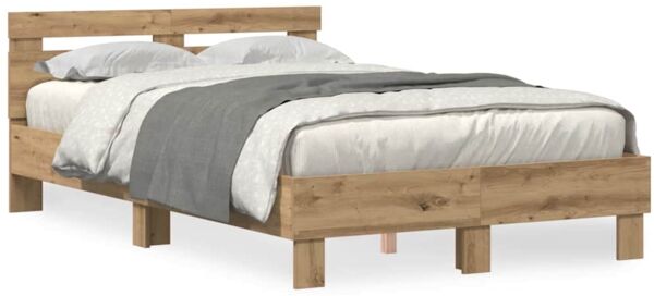 vidaXL Bettrahmen mit LED Artisan-Eiche 135 x 190 cm Holzwerkstoff 3333955 Bild 4