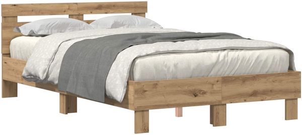 vidaXL Bettrahmen mit LED Artisan-Eiche 135 x 190 cm Holzwerkstoff 3333955 Bild 2