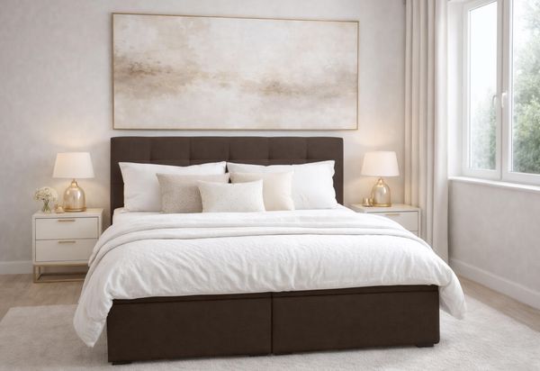AX LIVING Boxspringbett Galata 140x200 Brown mit Topper Bettkasten Komfortbett