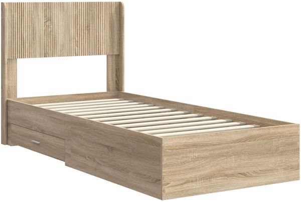 vidaXL Bettgestell mit Stauraum und Kopfteil Sonoma-Eiche 75 x 190 cm 3414525 Bild 4