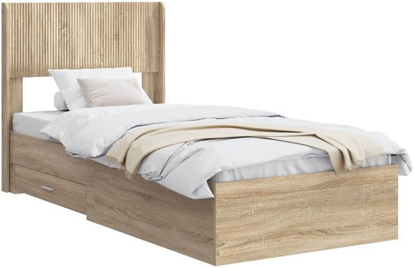 vidaXL Bettgestell mit Stauraum und Kopfteil Sonoma-Eiche 75 x 190 cm 3414525 Bild 2