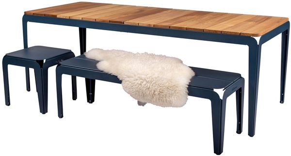 Bended Table Wood 220cm Grau-Blau