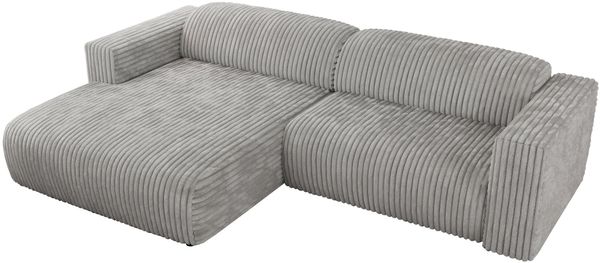 Ecksofa PASADENA, freistehendes Ecksofa, breite Armlehnen, Federsitz - links - Hellgrau Cord Bild 6