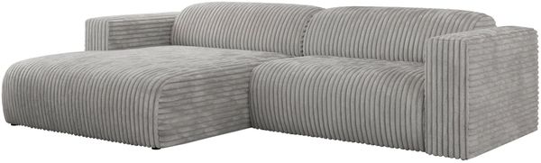 Ecksofa PASADENA, freistehendes Ecksofa, breite Armlehnen, Federsitz - links - Hellgrau Cord Bild 4