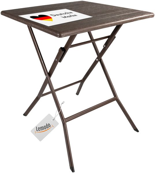 Klapptisch in Holz-Optik, braun, Balkontisch mit Tischplatte 62 x 62 cm (L x B)