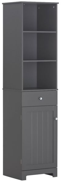 SoBuy BZR17-DG Badezimmer-Hochschrank, MDF, Lackiert, Dunkelgrau, 40 x 161 x 38 cm