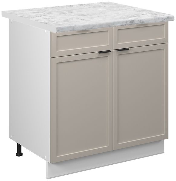 Küchenunterschrank Fame-Line GrauBeige 80 cm , AP Marmor Vicco