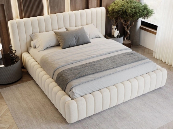 GrainGold Polsterbett mit Bettkästen BLISS, Modern Bett mit Kopfteil - 180x200 cm, Beige (1x Bett) Bild 2