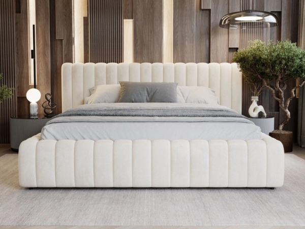 GrainGold Polsterbett mit Bettkästen BLISS, Modern Bett mit Kopfteil - 180x200 cm, Beige (1x Bett) Bild 3