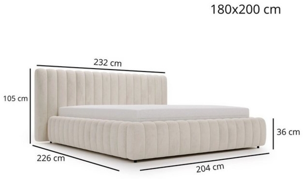 GrainGold Polsterbett mit Bettkästen BLISS, Modern Bett mit Kopfteil - 180x200 cm, Beige (1x Bett) Bild 4