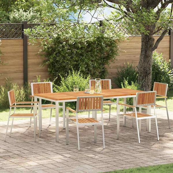 vidaXL Outdoortisch-Set 7 pcs Massives Akazienholz und Edelstahl 3334795