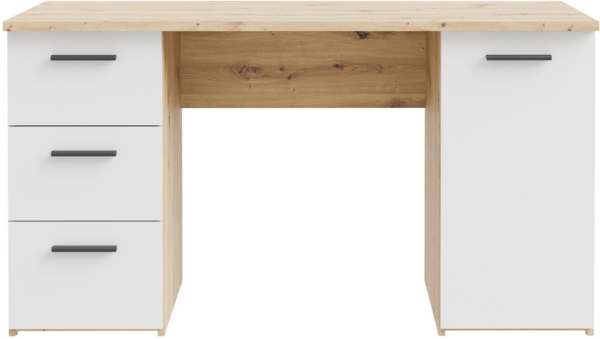 FORTE Schreibtisch Neuss, mit 3 Schubladen & 1 Tür, funktional, Breite 138 cm