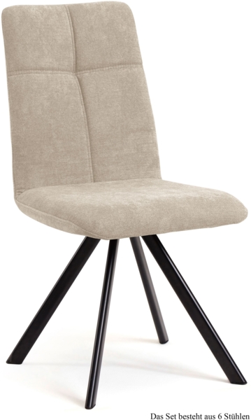 Esszimmerstuhl drehbar (6er-Set) Deryl 47x92x60 Schwarz/Natur