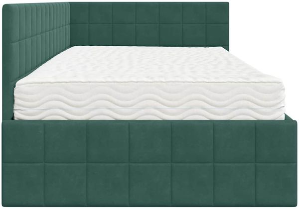 vidaXL Eckbettgestell mit Matratze mit Kopfteil 2 pcs Grün Samt 3393940 Bild 8