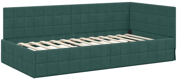 vidaXL Eckbettgestell mit Matratze mit Kopfteil 2 pcs Grün Samt 3393940 Bild 6