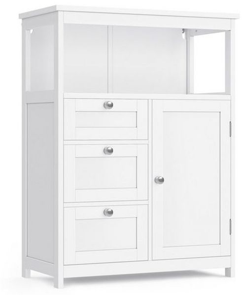 Vasagle Badkommode Badezimmerschrank mit 3 Schubladen, verstellbare Ablage, 30 x 60 x 80 cm, Weiß
