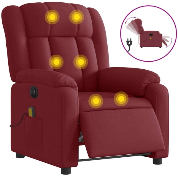 vidaXL Massagesessel Elektrisch Weinrot Stoff 3205307