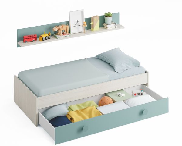 Jugendzimmer-Set >SNUBA< in Alpen-Weiß/Aqua-Grün - 201x43x98 (BxHxT) Bild 5