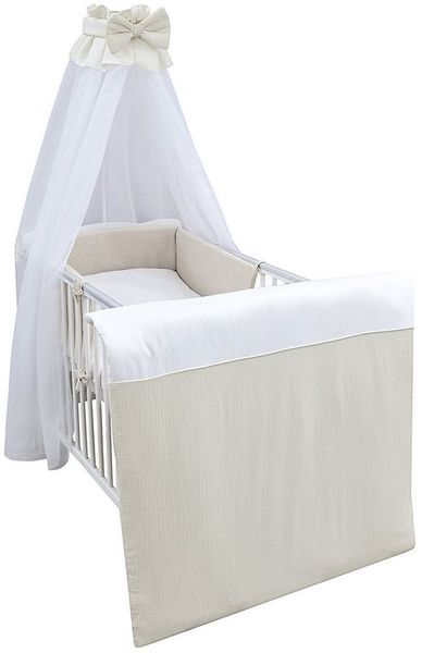 Baby-Delux Babybettwäsche Baby Bettwäsche Set 4-Tlg. Nestchen Waffelpique, Baumwolle, 4 teilig, Bettset für Babybetten 140x70 & 120x60 Musselin