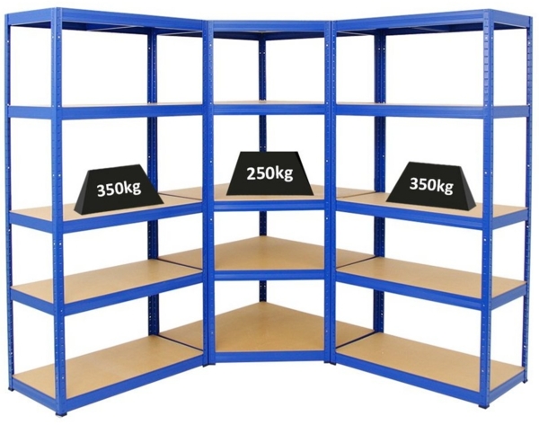 PROREGAL® Eckregal Mega Deal Otto, 1x Eckregal + 2x Schwerlastregal Slim Elephant S, Blau Bild 5